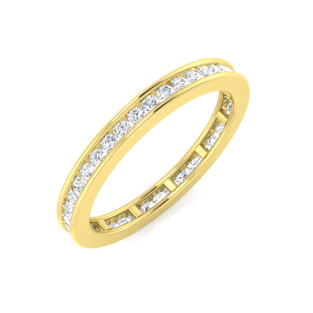 0.50-3.00ct Lab-Grown Round Cut D/VVS Diamond Channel Set Full Eternity Ring.