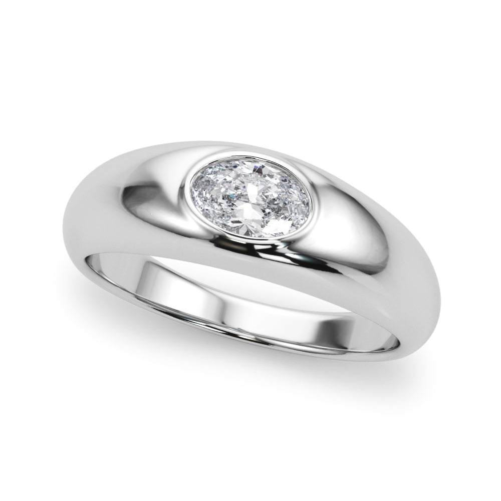 IGI Lab-Grown Oval Diamond Horizontal Bezel Solitaire Engagement Ring