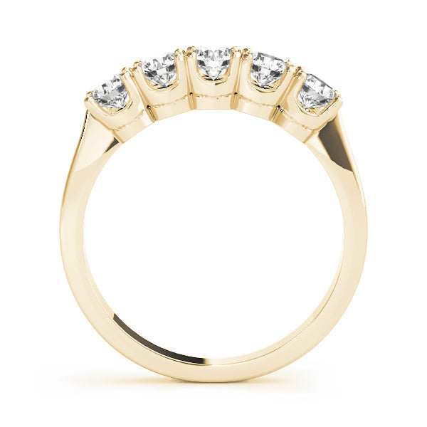 0.25Ct - 1.00Ct Lab-Grown Round Diamond U-cut Scalloped Shared Prong Setting 5-Stone Diamond Ring, DE Color VVS Clarity