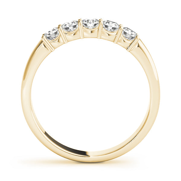 0.50ct Lab-Grown Round Diamond 5-Stone Shallow Scalloped Shared Prong Setting Diamond Ring, DE Color VVS Clarity