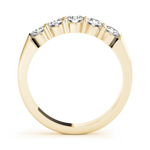 Round Lab-Grown Diamond Prong Set Straight 5-Stone Diamond Ring, DE Color VVS Clarity