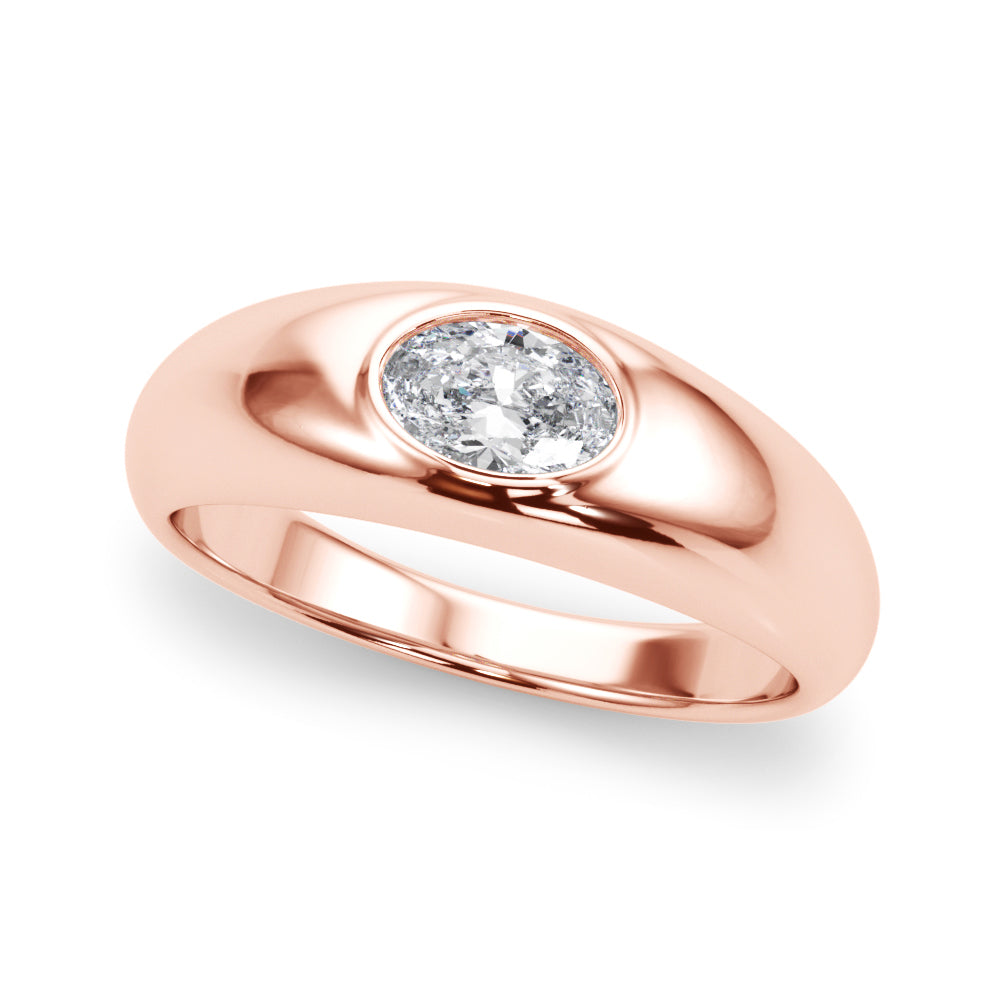IGI Lab-Grown Oval Diamond Horizontal Bezel Solitaire Engagement Ring
