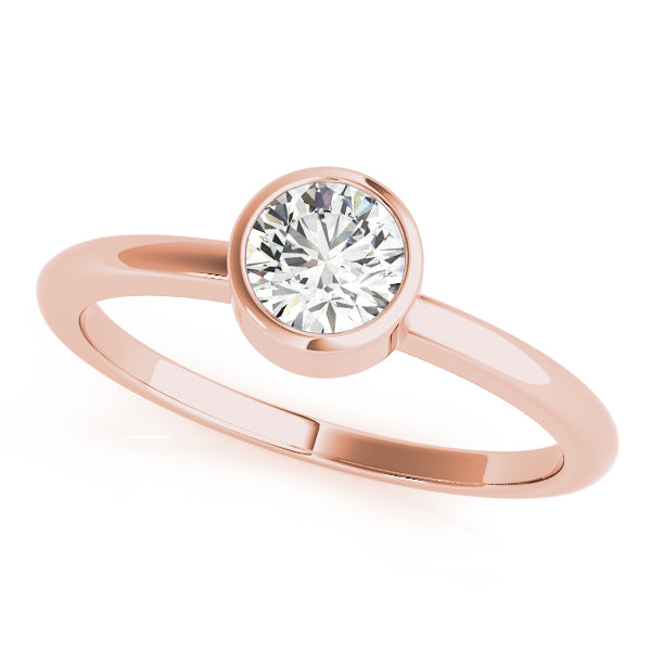 IGI Lab-Grown D-VVS Round Cut Diamond Bezel Setting Engagement Ring.