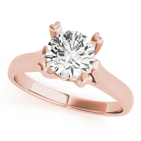 IGI Lab-Grown D-VVS Round Cut Diamond Heart-Shaped Prong Set Engagement Ring.