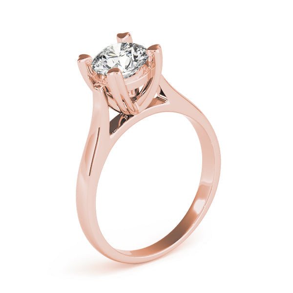 IGI Lab-Grown D-VVS Round Cut Diamond Heart-Shaped Prong Set Engagement Ring.