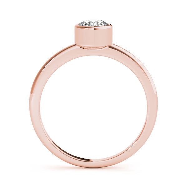 IGI Lab-Grown D-VVS Round Cut Diamond Bezel Setting Engagement Ring.