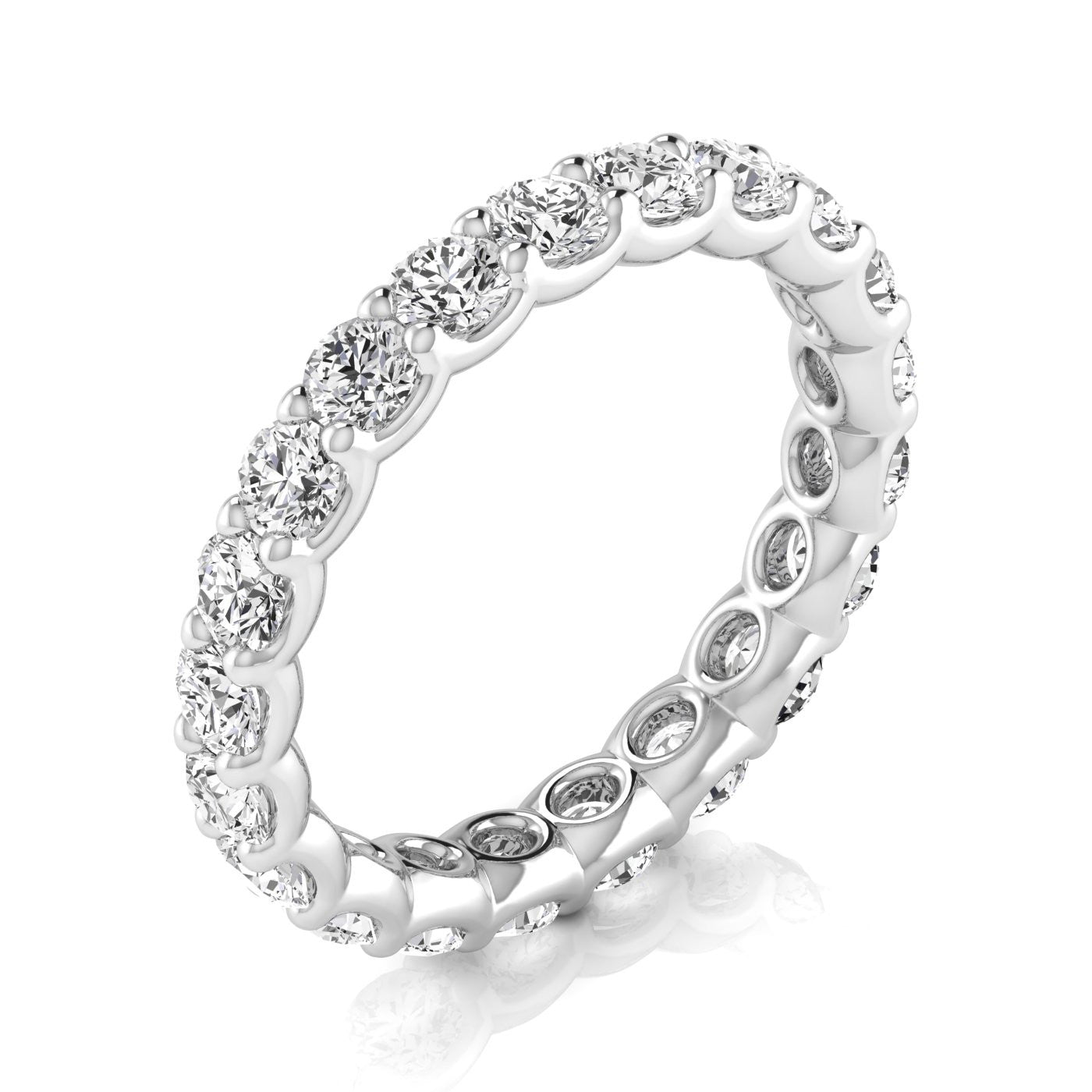 0.50-3.00ct Lab-Grown D/VVS Round Cut Diamond Four Prong Claw Set Full Eternity Wedding Ring