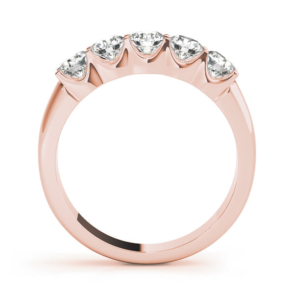 1.00ct Lab-Grown Round Diamond 5-Stone Shared U Prong Set Diamond Ring, DE Color VVS Clarity