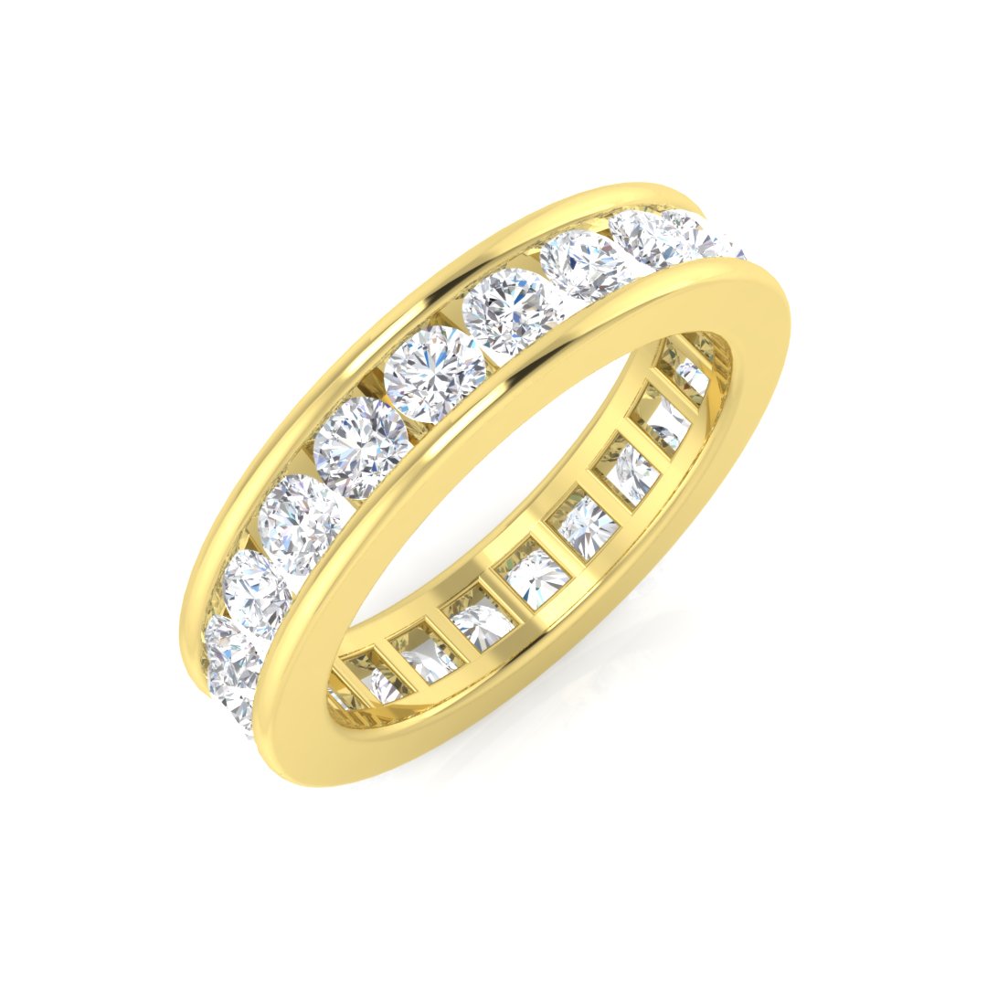 0.50-3.00ct Lab-Grown Round Cut D/VVS Diamond Channel Set Full Eternity Ring.