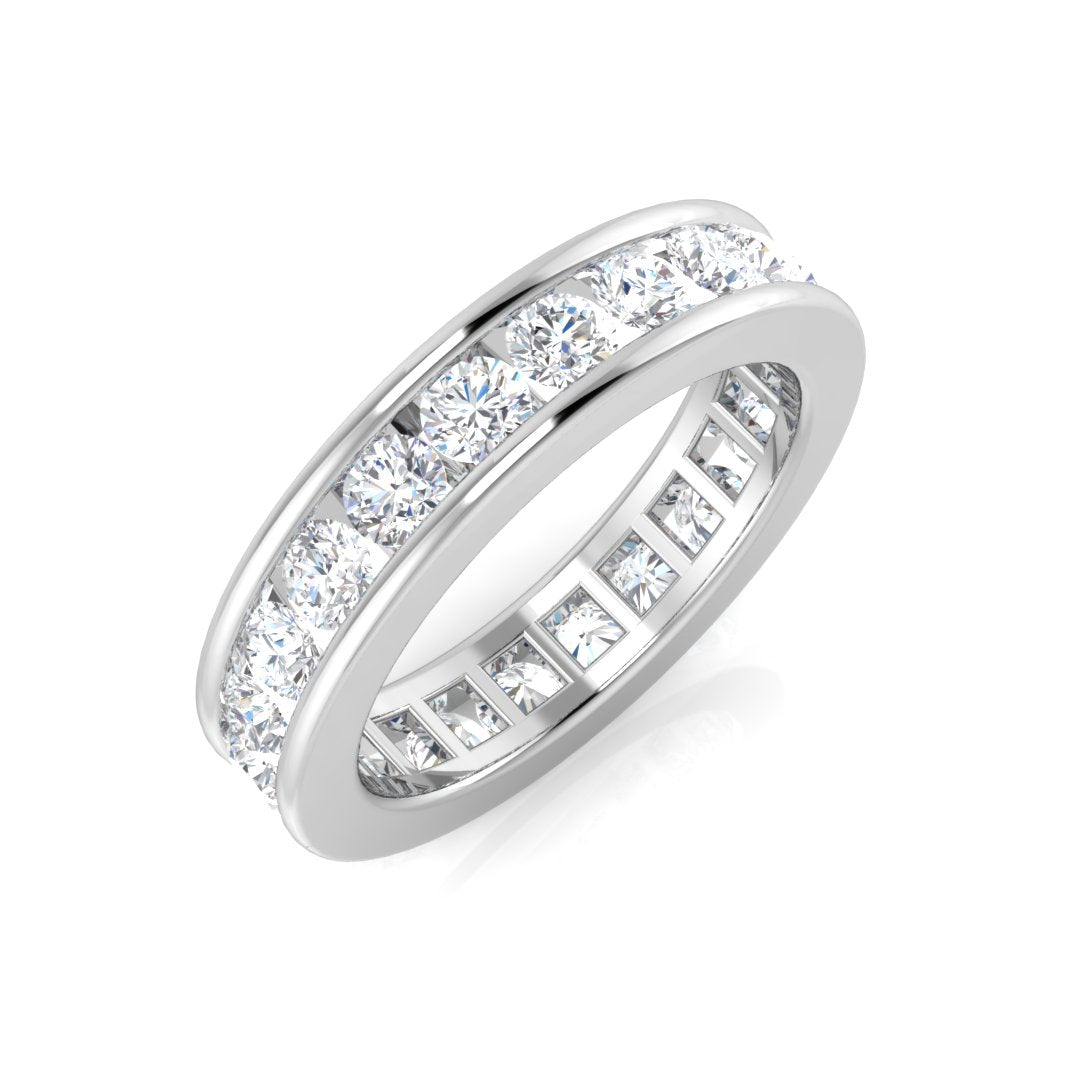 0.50-3.00ct Lab-Grown Round Cut D/VVS Diamond Channel Set Full Eternity Ring.