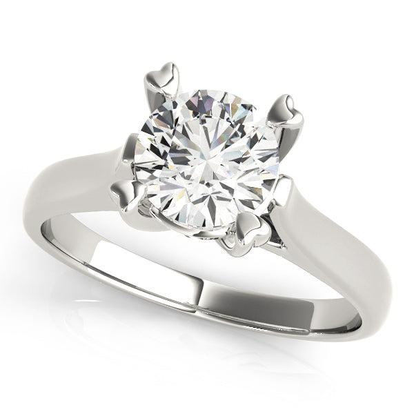 IGI Lab-Grown D-VVS Round Cut Diamond Heart-Shaped Prong Set Engagement Ring.