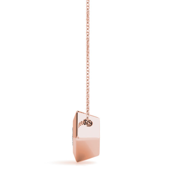 Lab-Grown Princess-Cut Diamond Geometric Bezel Set Pendant Necklace For Women