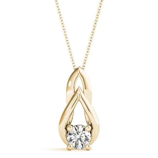 0.20 Ct To 2.00 Ct Natural Round Solitaire Diamond Pendant in 4-Prong Teardrop