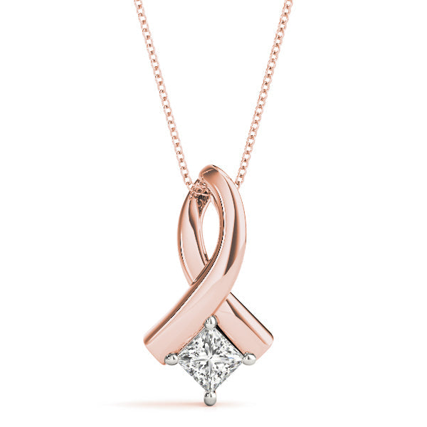 Lab-Grown D-VVS Princess-Cut Diamond Twist Pendant Necklace For Women
