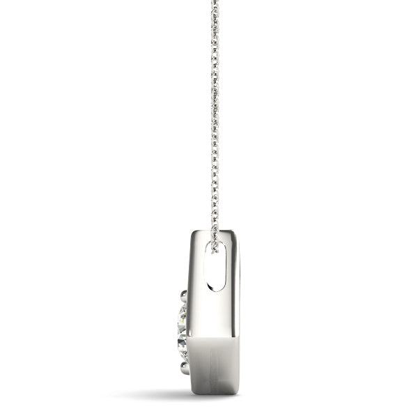 Lab-Grown D-VVS Round Cut Diamond Triangular Shape Necklace Pendant.