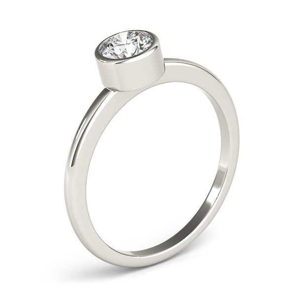 IGI Lab-Grown D-VVS Round Cut Diamond Bezel Setting Engagement Ring.
