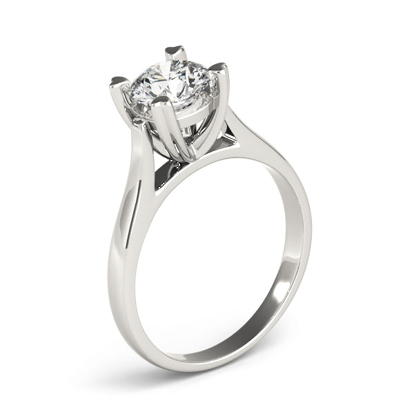 IGI Lab-Grown D-VVS Round Cut Diamond Heart-Shaped Prong Set Engagement Ring.