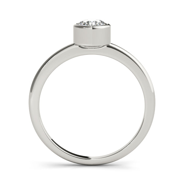 IGI Lab-Grown D-VVS Round Cut Diamond Bezel Setting Engagement Ring.