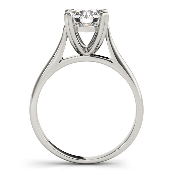 IGI Lab-Grown D-VVS Round Cut Diamond Heart-Shaped Prong Set Engagement Ring.