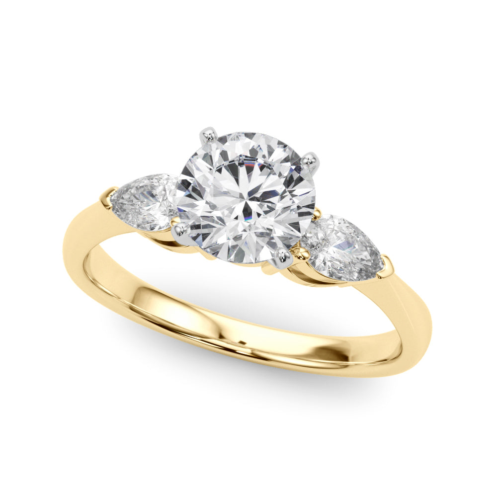 Lab Grown D/VVS Pear & Round Cut Diamond 3-Stone Engagement Ring