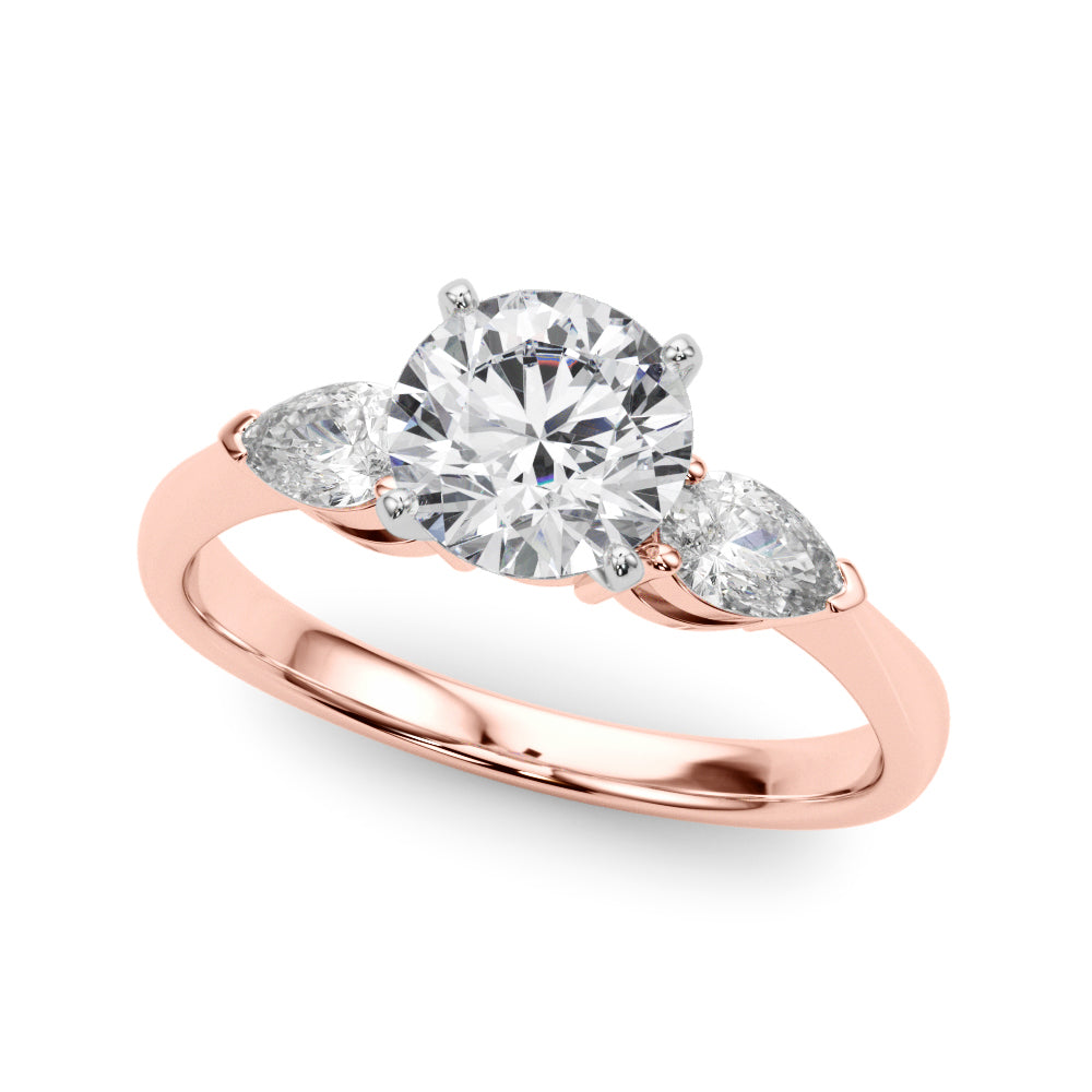 Lab Grown D/VVS Pear & Round Cut Diamond 3-Stone Engagement Ring