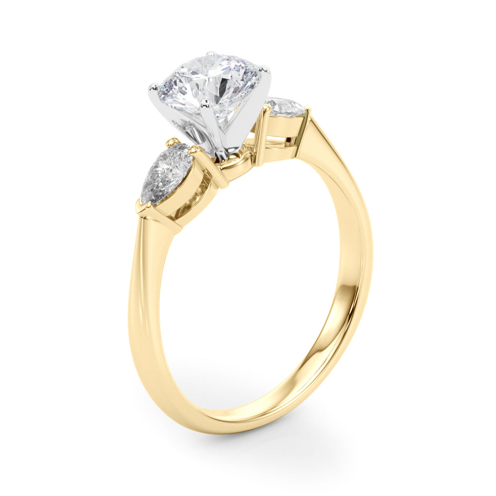 Lab Grown D/VVS Pear & Round Cut Diamond 3-Stone Engagement Ring