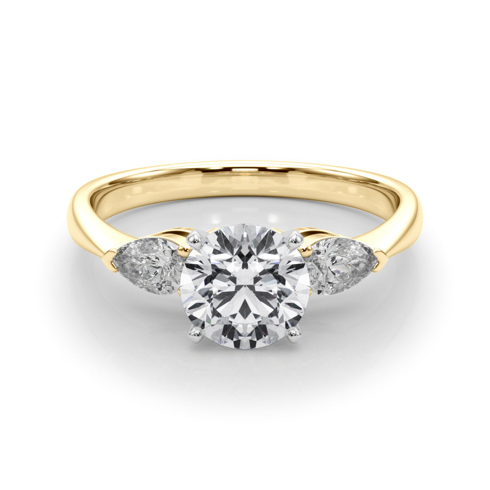 Lab Grown D/VVS Pear & Round Cut Diamond 3-Stone Engagement Ring