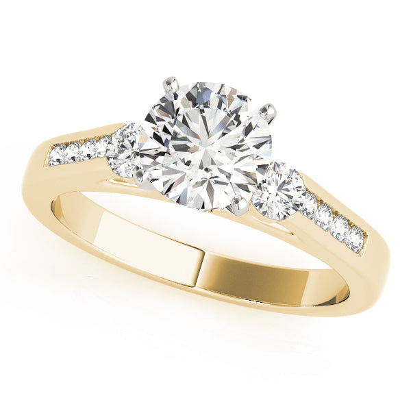 Lab Grown Round Cut D/VVS Diamond 3-Stone Engagement Ring