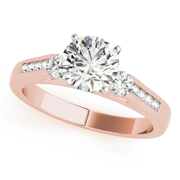 Lab Grown Round Cut D/VVS Diamond 3-Stone Engagement Ring