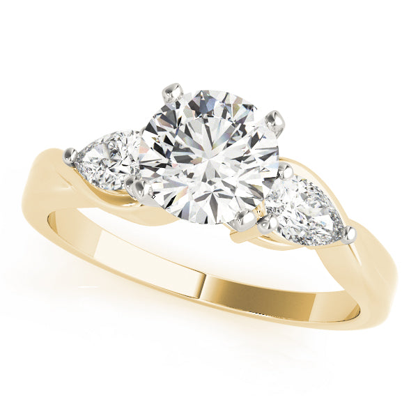 Lab Grown Three Stone Pear & Round Cut D/VVS Diamond Engagement Ring