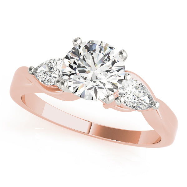Lab Grown Three Stone Pear & Round Cut D/VVS Diamond Engagement Ring
