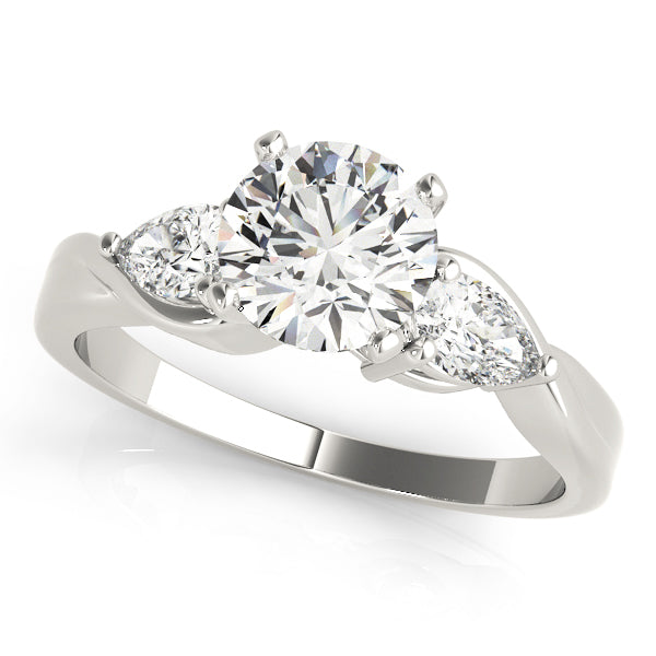Lab Grown Three Stone Pear & Round Cut D/VVS Diamond Engagement Ring