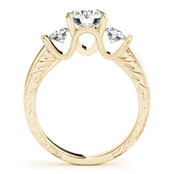 Lab-Grown Round Cut D/VVS Diamond Trilogy Engagement Ring