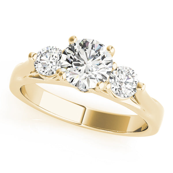 Three Stone Lab-Grown D/VVS Diamond Prong Setting Engagement Ring