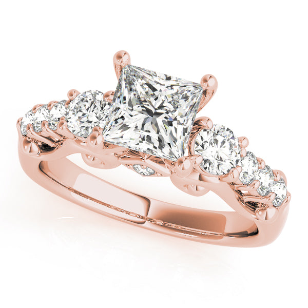 Lab-Grown Princess Cut D/VVS Diamond Side Stones Engagement Ring
