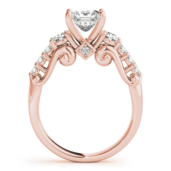 Lab-Grown Princess Cut D/VVS Diamond Side Stones Engagement Ring