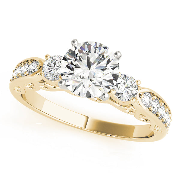 3 Stone Lab-Grown Diamond Engagement Round Cut Ring with Channel-Set