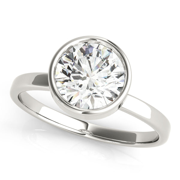 IGI Lab-Grown Round Cut Diamond Bezel Setting Solitaries Engagement Ring.