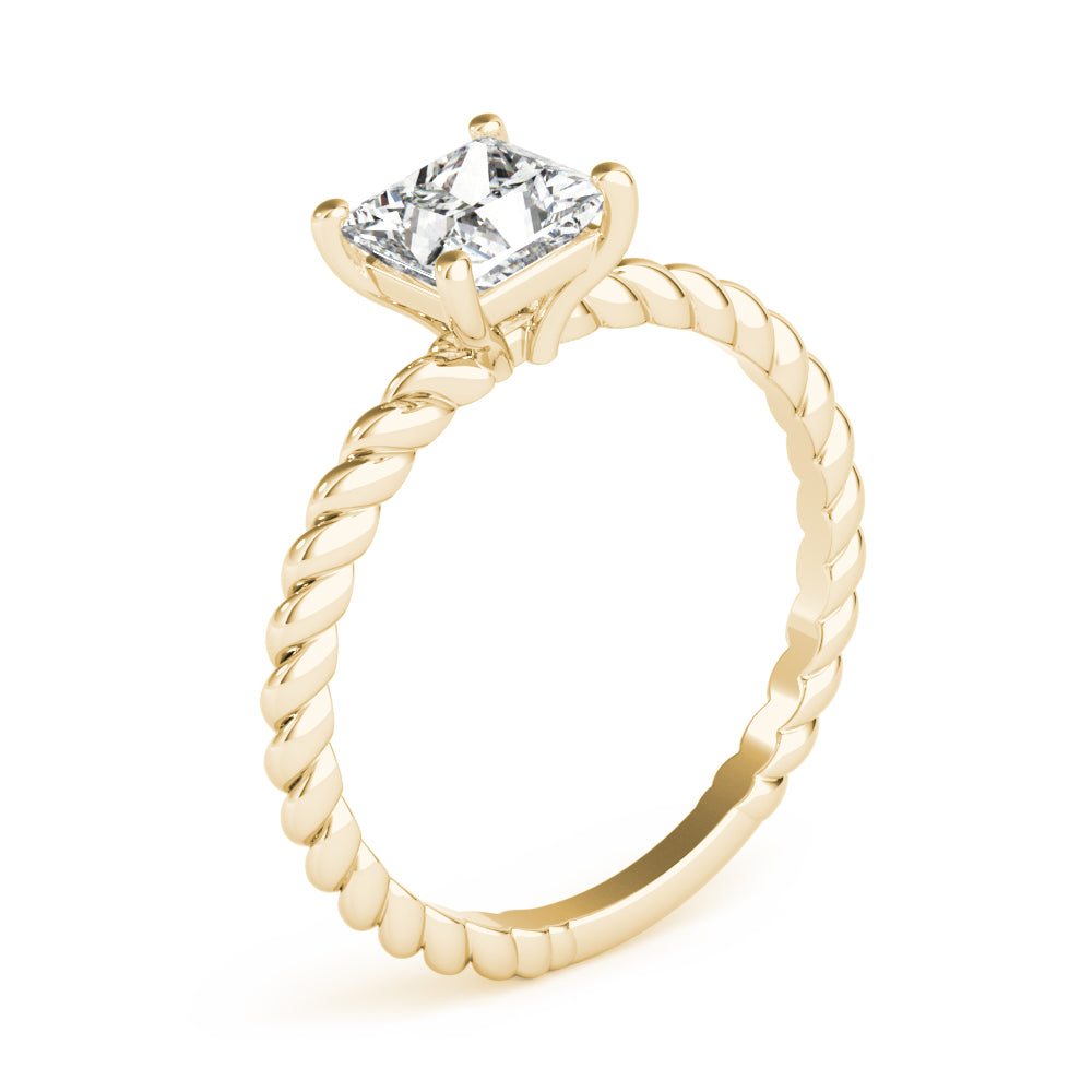 IGI Lab-Grown Princess Cut Diamond D-VVS Twisted Band Solitaire Engagement Ring.