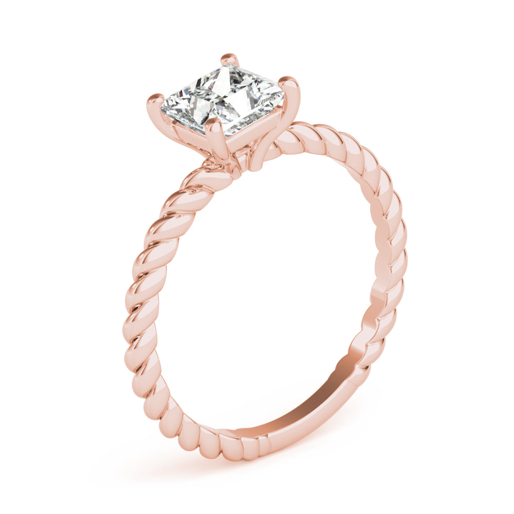 IGI Lab-Grown Princess Cut Diamond D-VVS Twisted Band Solitaire Engagement Ring.