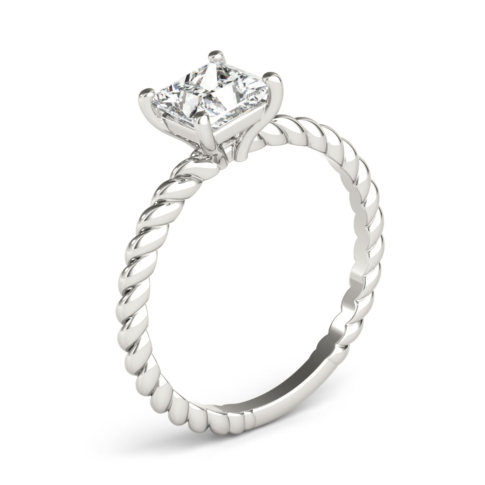 IGI Lab-Grown Princess Cut Diamond D-VVS Twisted Band Solitaire Engagement Ring.