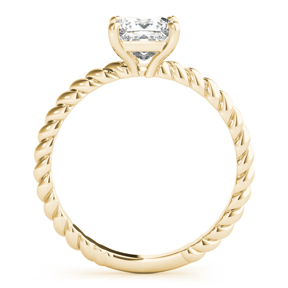IGI Lab-Grown Princess Cut Diamond D-VVS Twisted Band Solitaire Engagement Ring.
