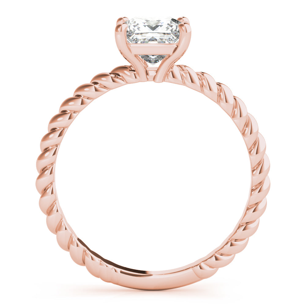 IGI Lab-Grown Princess Cut Diamond D-VVS Twisted Band Solitaire Engagement Ring.