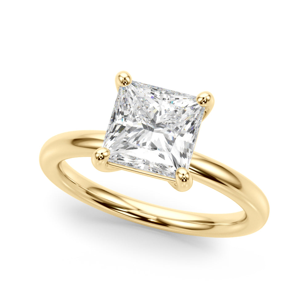 IGI Lab-Grown Princess Cut D-VVS Diamond Four Prong Solitaire Engagement Ring.