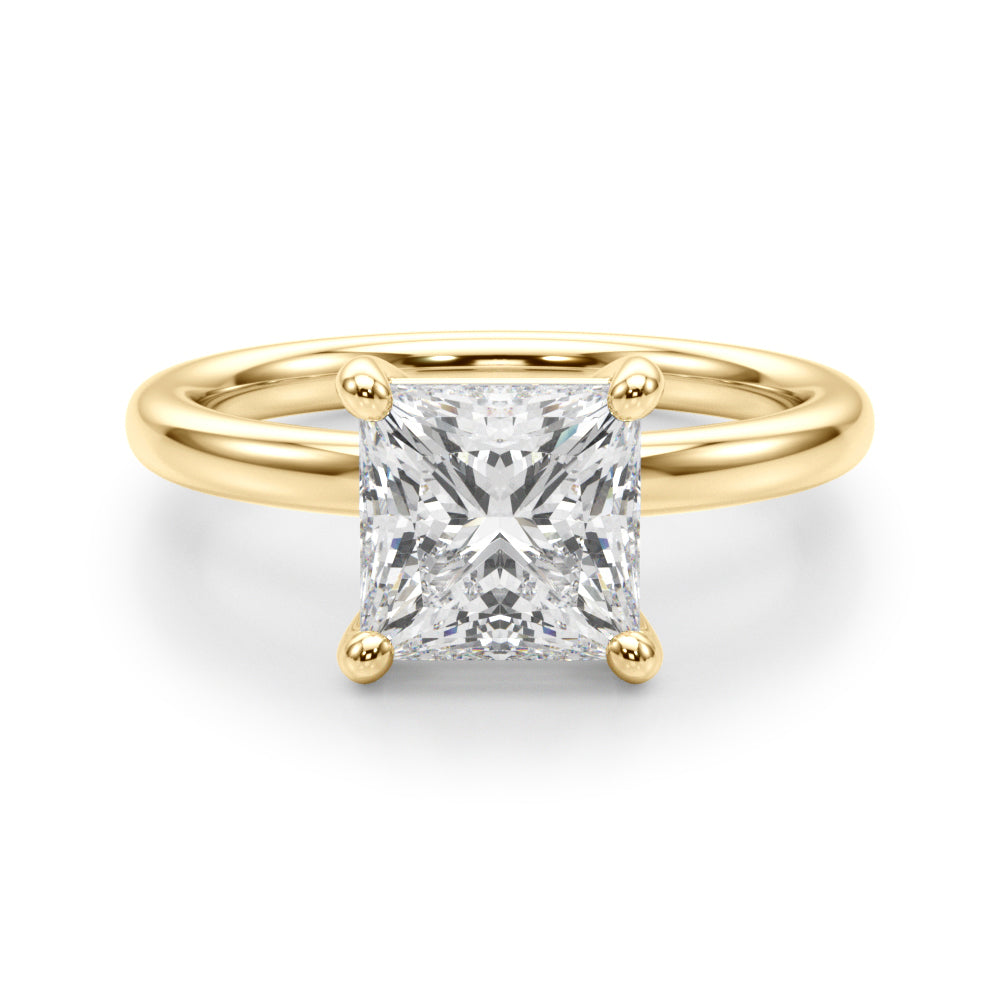 IGI Lab-Grown Princess Cut D-VVS Diamond Four Prong Solitaire Engagement Ring.