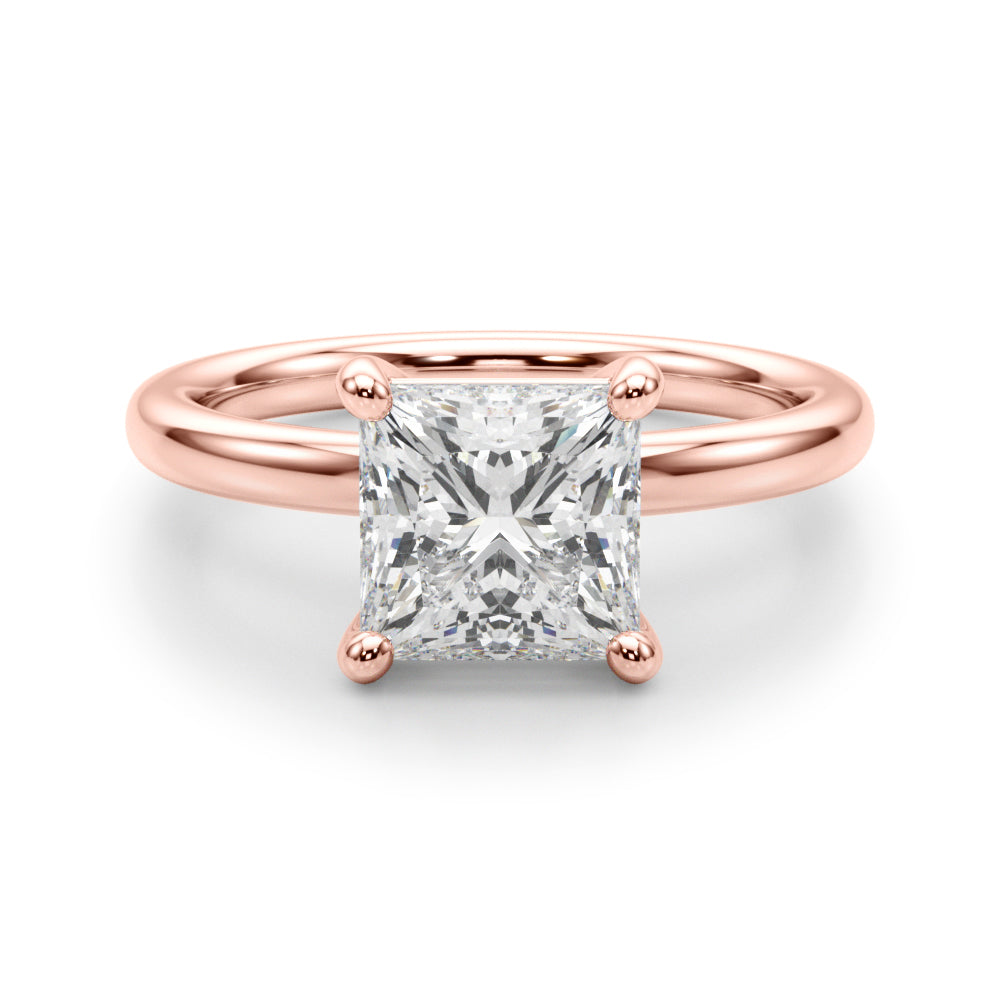 IGI Lab-Grown Princess Cut D-VVS Diamond Four Prong Solitaire Engagement Ring.