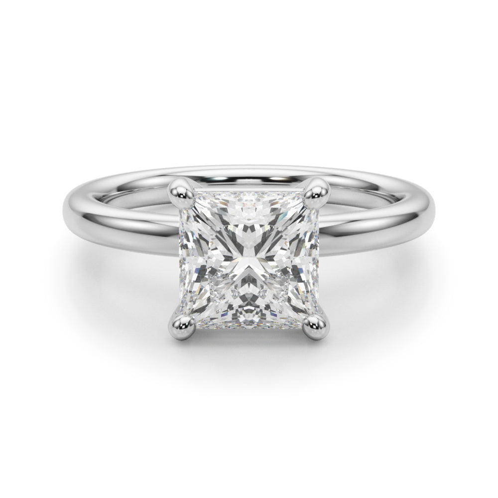 IGI Lab-Grown Princess Cut D-VVS Diamond Four Prong Solitaire Engagement Ring.
