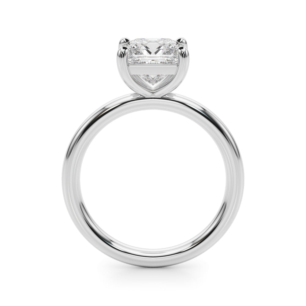 IGI Lab-Grown Princess Cut D-VVS Diamond Four Prong Solitaire Engagement Ring.
