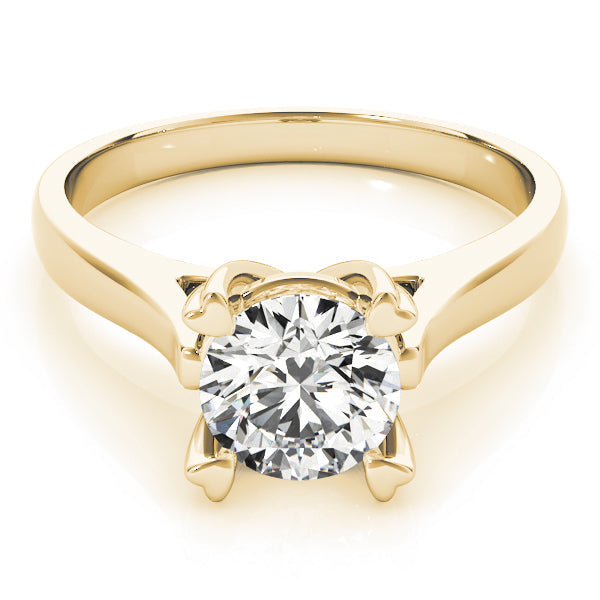 IGI Lab-Grown D-VVS Round Cut Diamond Heart-Shaped Prong Set Engagement Ring.