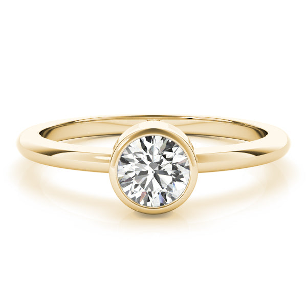 IGI Lab-Grown D-VVS Round Cut Diamond Bezel Setting Engagement Ring.